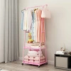 Floor-standing coat rack, triangular coat rack, wheeled mobile multi-layer storage rack, hanging clothes rack and drying rack, simple and modern details Picture